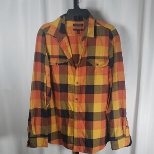 Banana Republic Multicolor Plaid Flannel Shirt Untucked Slim Fit - SZ XL